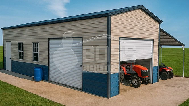 12'x35'x12' Metal Garage with one 12x35x9 Lean-to