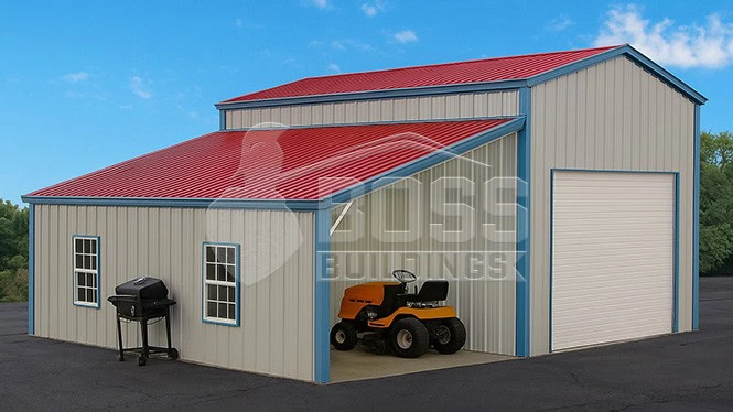 14'x20'x12' Metal Garage with 12x20x9 Lean-to