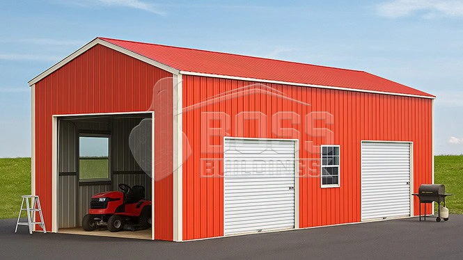 14'x30'x14' Metal Garage with Vertical Siding