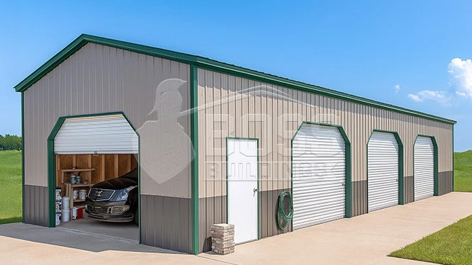 16'x40'x12' Metal Garage with Vertical Siding