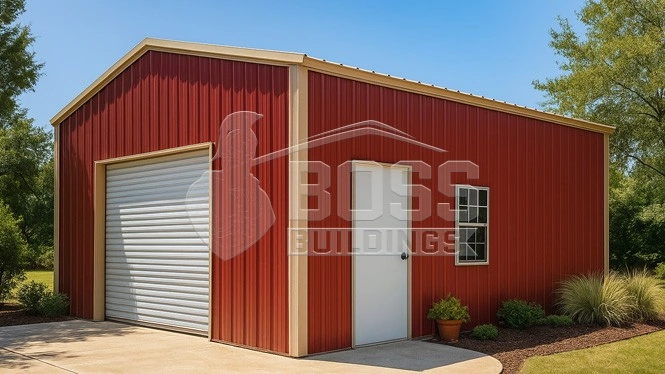 18'x20'x11' Metal Garage with 12'x20' Lean-to