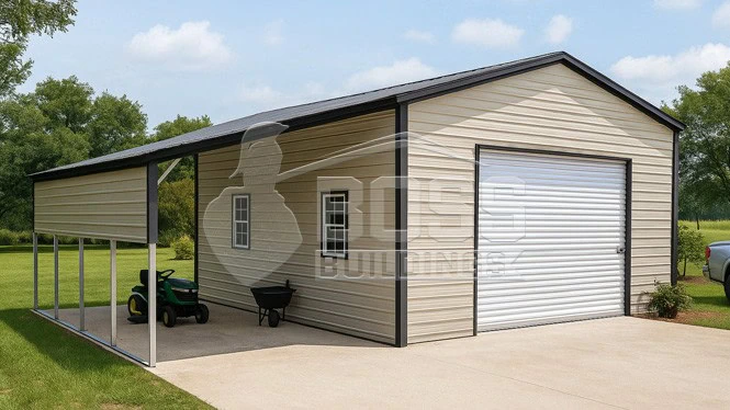 18'x30' One Car Garage With Lean-to
