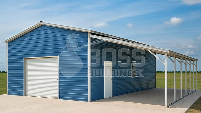 20'x40' Metal Garage With Lean-to
