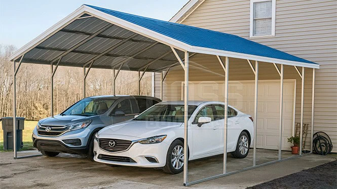 22'x30'x9' Boxed Eave Two Car Carport