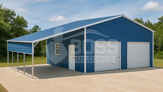 24'x25' Metal Garage with Lean-to