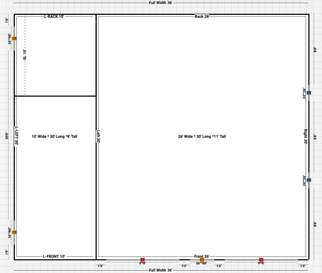 Kenny Gunter's Custom 24' x 30' Metal Building in Alabama floor plan