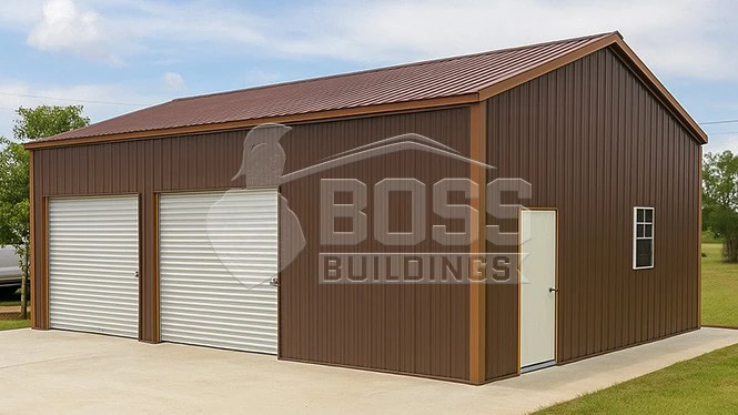 24'x30'x10' Metal Garage Building with Lean-to