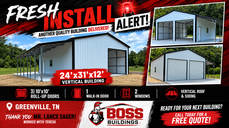 24x31x12 Vertical Metal Garage in Greenville, TN - Delivered 24x31x12 Vertical Metal Garage in Greenville, TN - Delivered