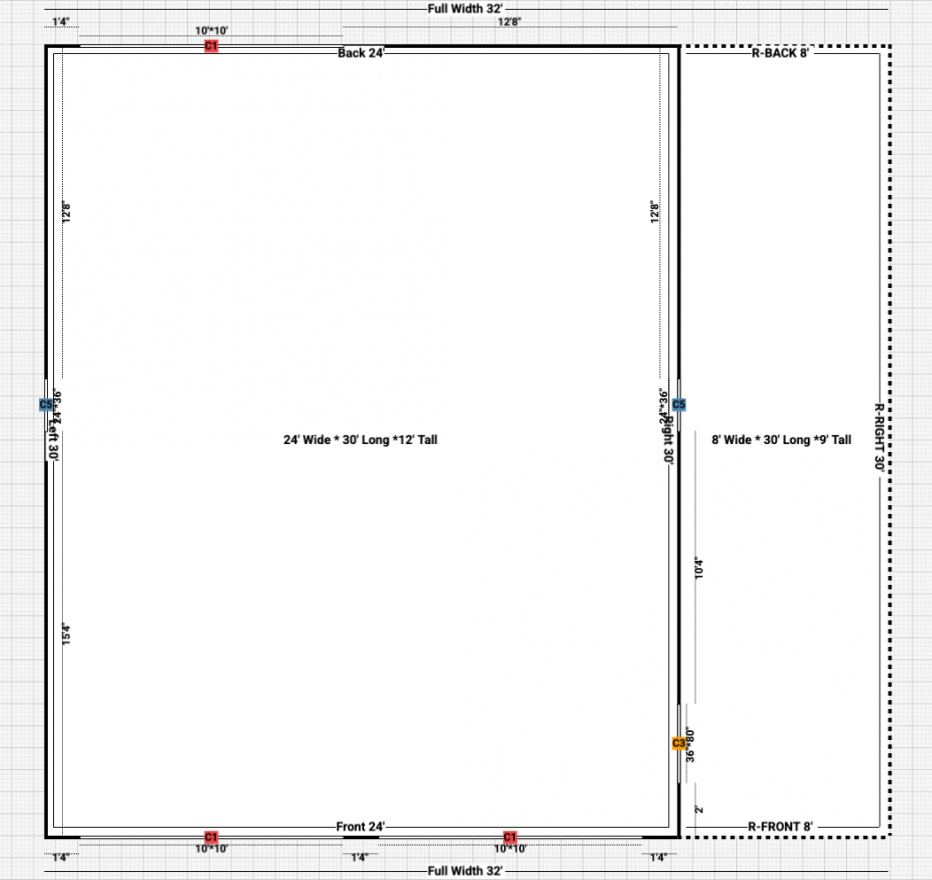 24’x31’x12’ Vertical Building: Mr. Lance Sager's New Metal Garage in Greenville, TN floor plan
