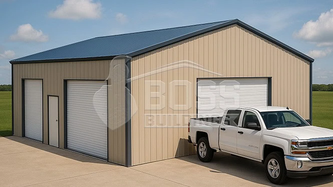 24'x35'x12' Metal Garage with Vertical Siding