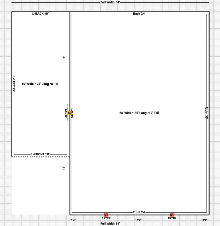 Matthew Vann’s Custom 24' x 35' Metal Garage in Brunswick, North Carolina floor plan