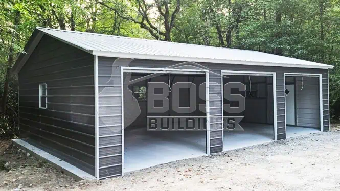 24'x35'x9' Three Car Side Entry Garage