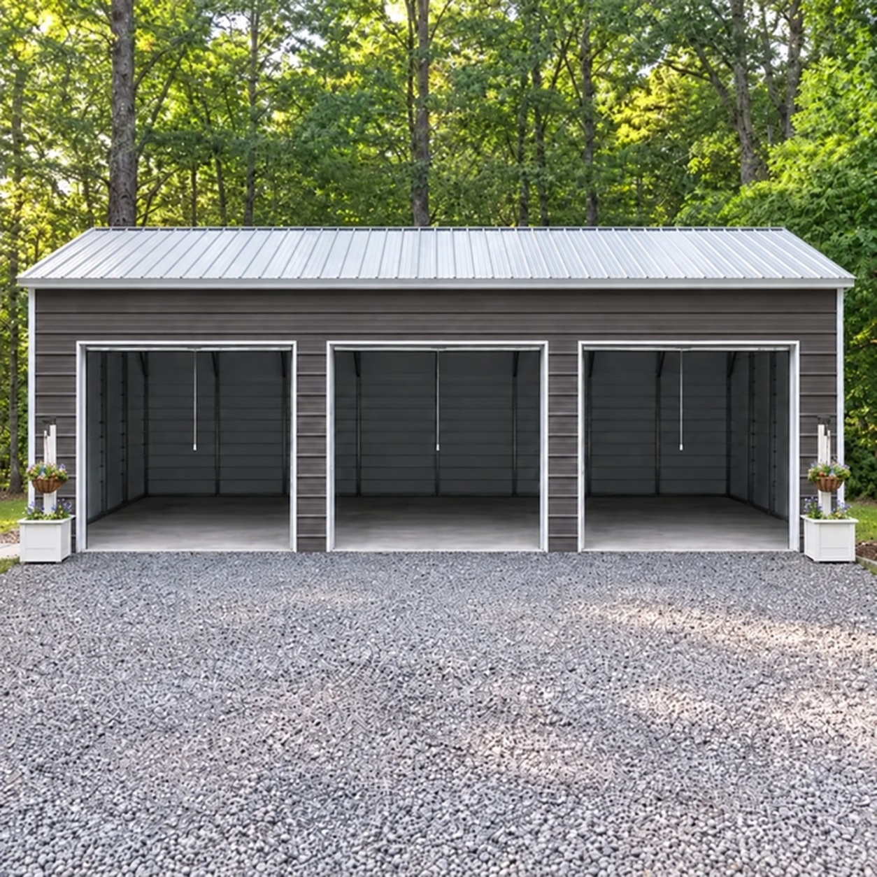 25x35x10 3 Bay Metal Garage Building By Boss Buildings