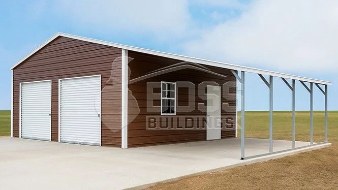 26'x20'x10' Metal Garage with 12x20x7 Lean-to