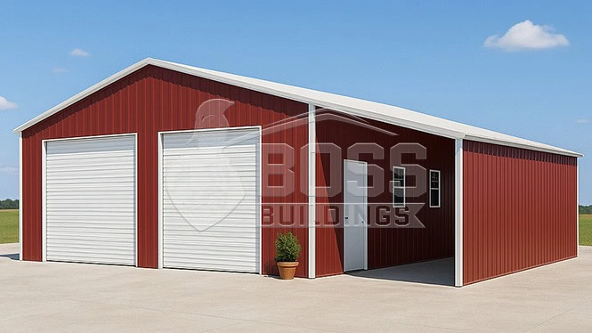 28'x40'x10' Metal Garage with 12x40x7 Lean-to