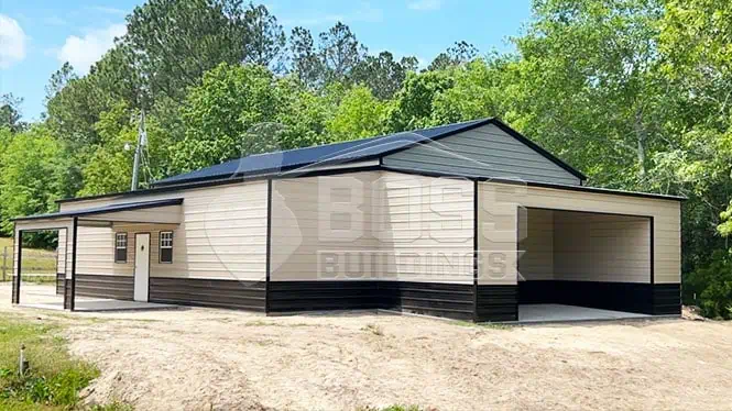 30'x45'x14' Custom Metal Building with 3 Lean-to(s) + Porch
