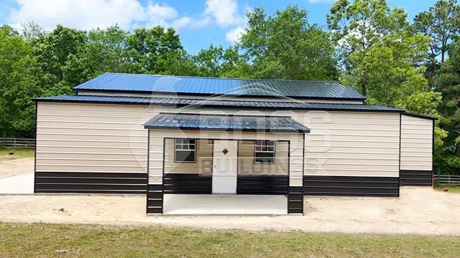 30'x45'x14' Custom Metal Building with 3 Lean-to(s) + Porch