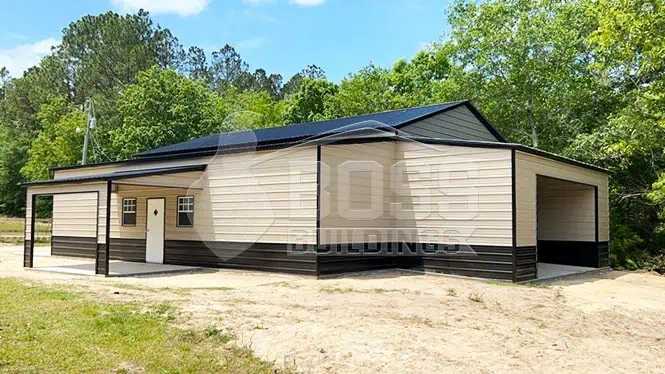 30'x45'x14' Custom Metal Building with 3 Lean-to(s) + Porch