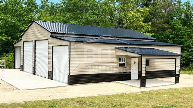 30'x45'x14' Custom Metal Building with 3 Lean-to(s) + Porch