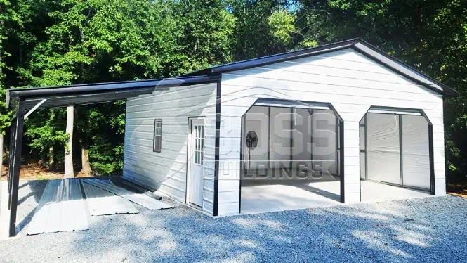 36'x25'x12' Two Car Garage with Lean-to