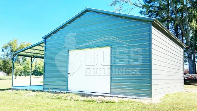 30'x30'x12' Metal Garage with Lean-to