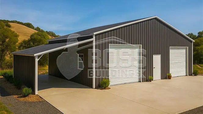 44'x32' Metal Building with Lean-to