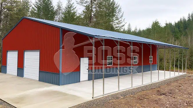 44'x44' Commercial Building with Lean-to