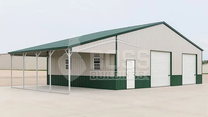 48'x28' Commercial Building with Lean-To