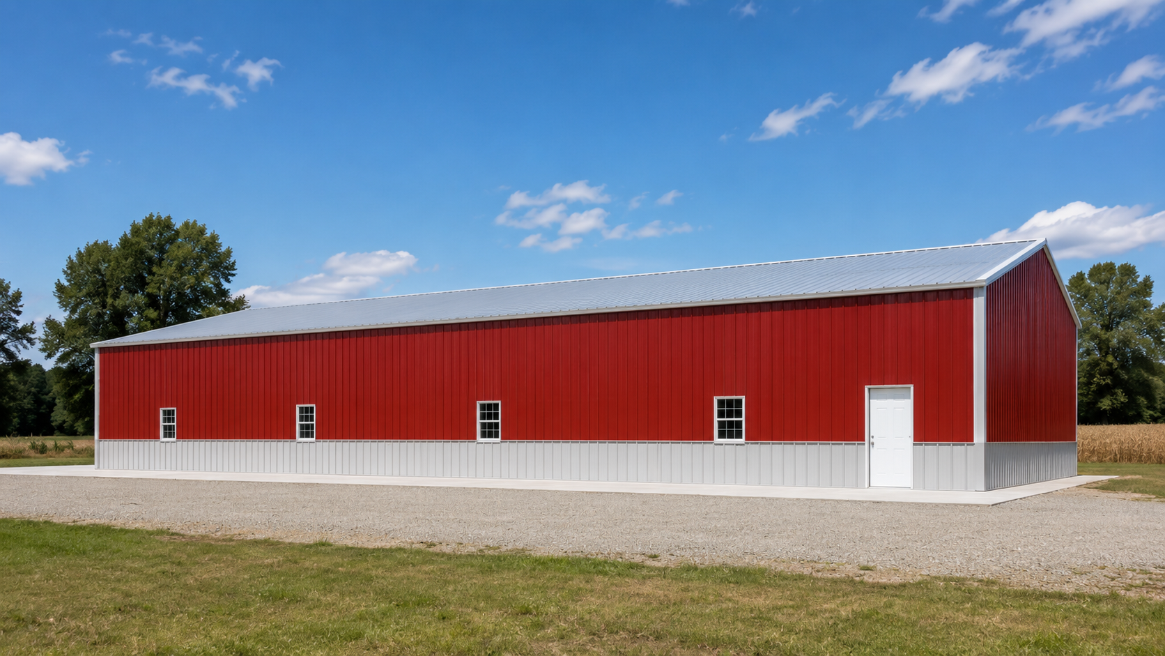 50x100x14 Barn Red Commercial Metal Building with Galvalume Roof
