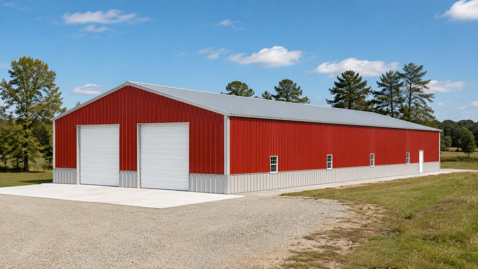 50x100x14 Barn Red Commercial Metal Building with Galvalume Roof