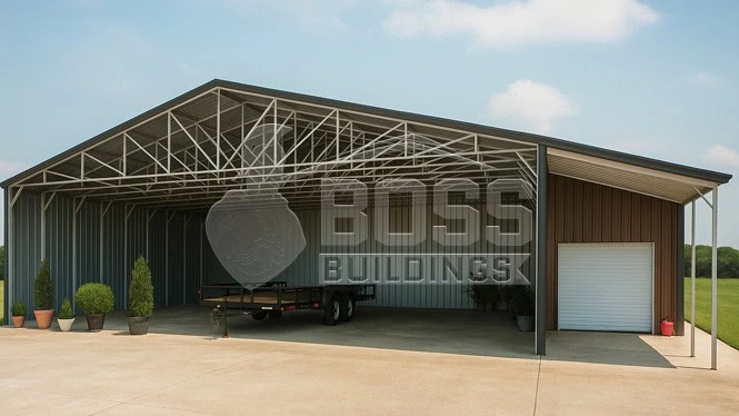 60'x24'x15/12' Clear Span Building with Lean-to