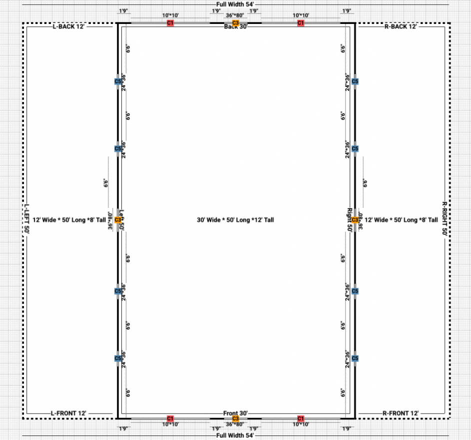 Ronald T. Binner Jr.'s 30' x 50' Metal Building in Monroe, Georgia floor plan