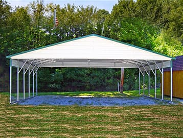 20x30x9 Metal Carport with Vertical Gable and Back End Wall