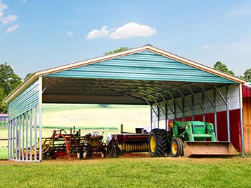 30x20x9 Metal Carport with a 3′ Panel on Each Side