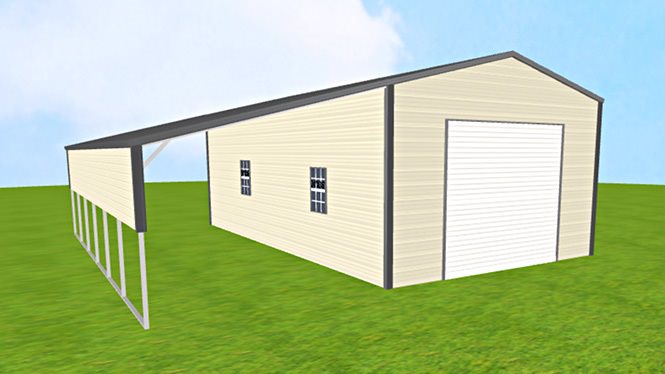 18×30 Metal Garage With Lean-to