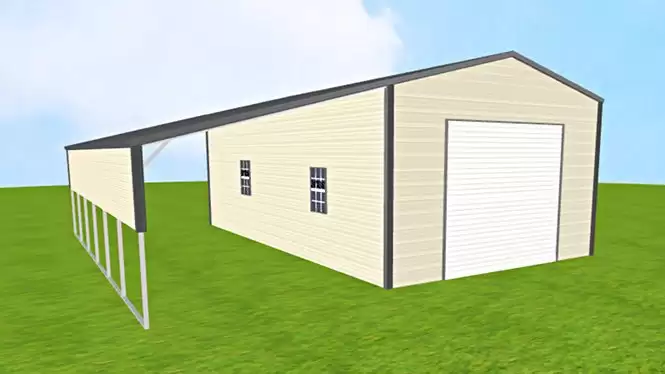 18x30 Metal Garage With Lean-to