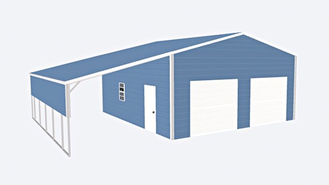24×25 Metal Garage with Lean-to
