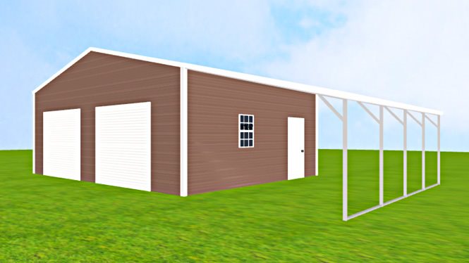 26×20 Metal Garage with Lean-to