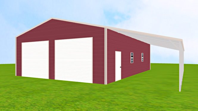 28×40 Metal Garage with Lean-to