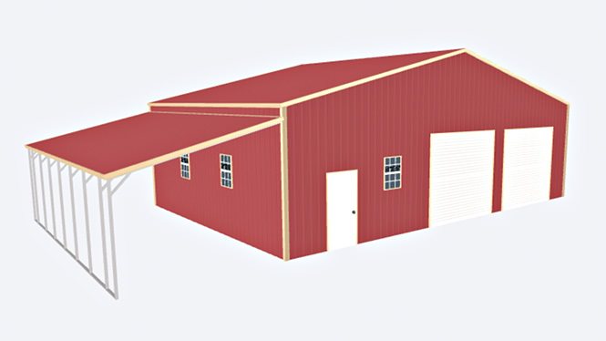 42×28 metal building with lean-to