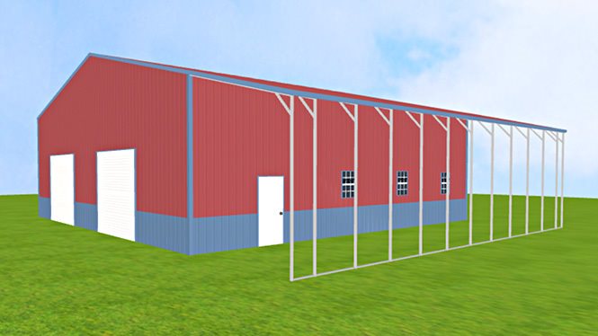 44×44 commercial building with lean-to