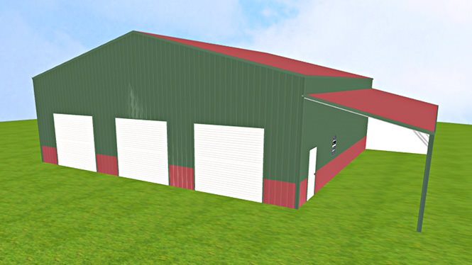 48×44 commercial workshop with lean-to