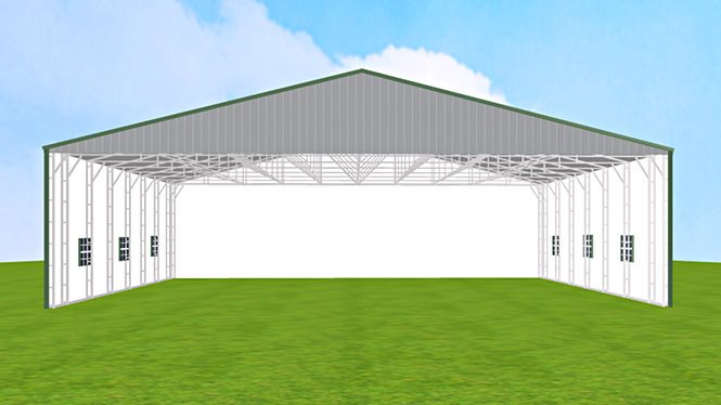 58x28x10 Enclosed Clear Span Building