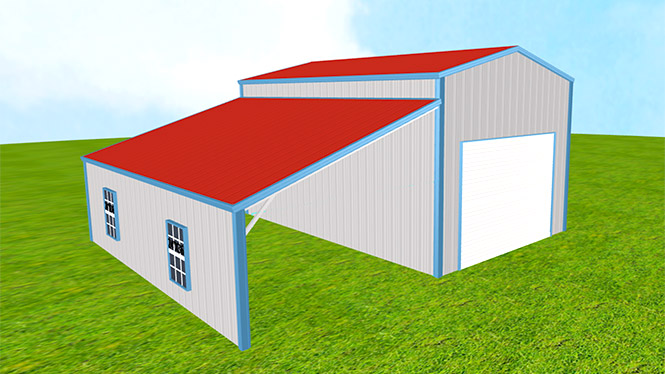 14×20 Metal Garage with lean-to