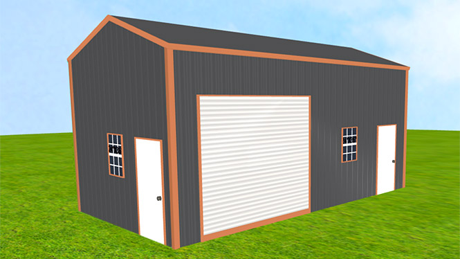 14x25x14 Metal Garage with Vertical Siding