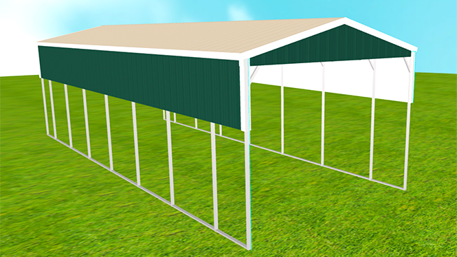 14x35x9 Metal Carport with Vertical Side Panels and Gables