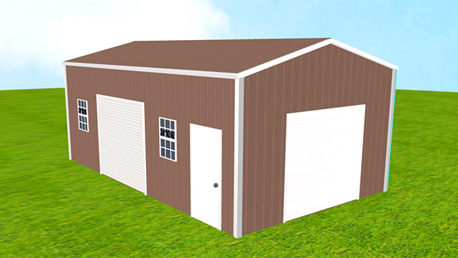16x25x12 Metal Garage with Vertical Siding