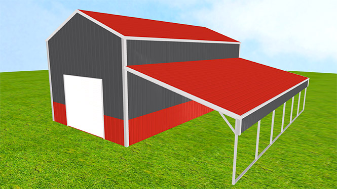 16×30 Metal Garage with lean-to