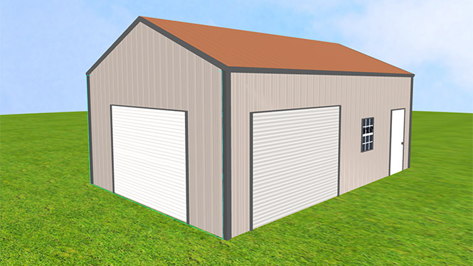 18x25x12 Metal Garage with Vertical Siding