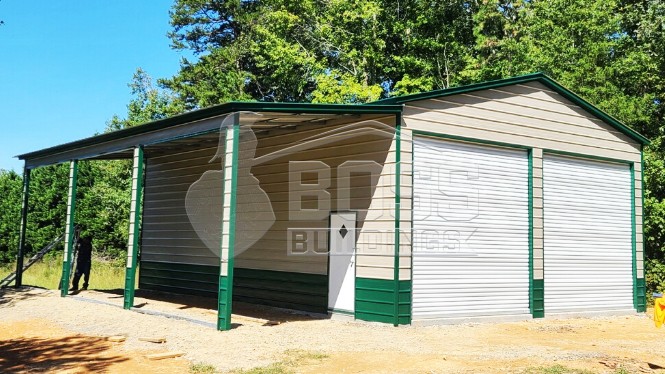 36x36 Metal Garage with Lean-to